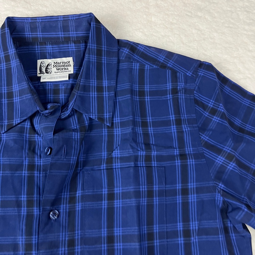 Marmot Mountain Works Grand Junction CO Plaid Short Sleeve Button Up Size S‎
